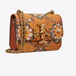 Tory Burch Eleanor Brocade Jeweled Logo Small Convertible Shoulder Bag